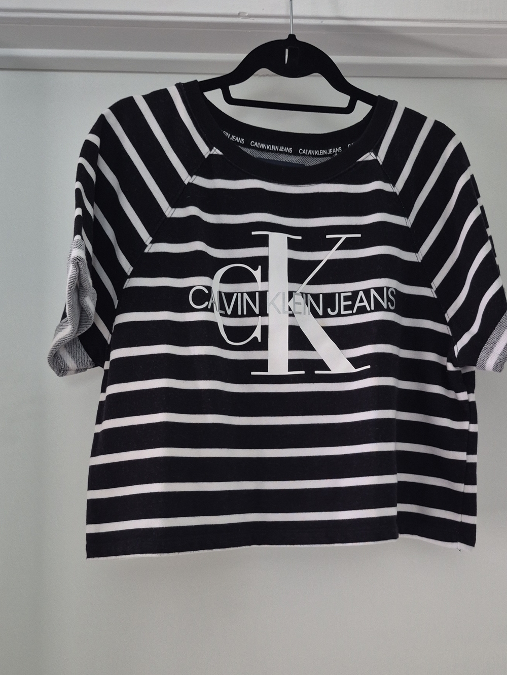 Calvin Klein Jeans Black & White Striped CK Logo Tee